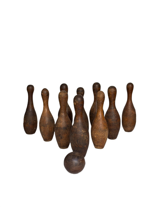 Antique Bowling Pins and Ball - aptiques by Authentic PreOwned