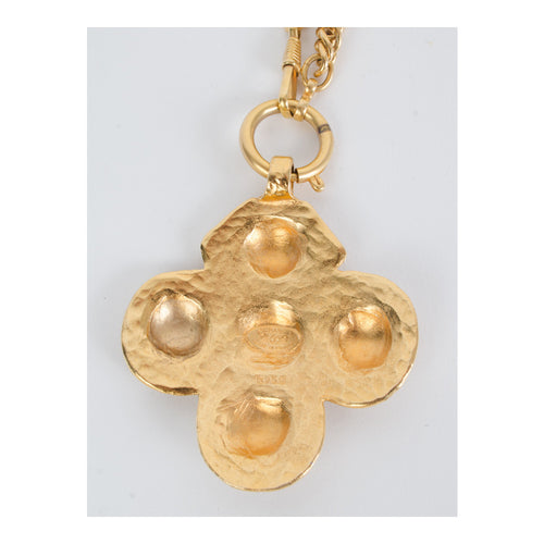 Chanel Gold Tone Clover Motif Necklace - aptiques by Authentic PreOwned