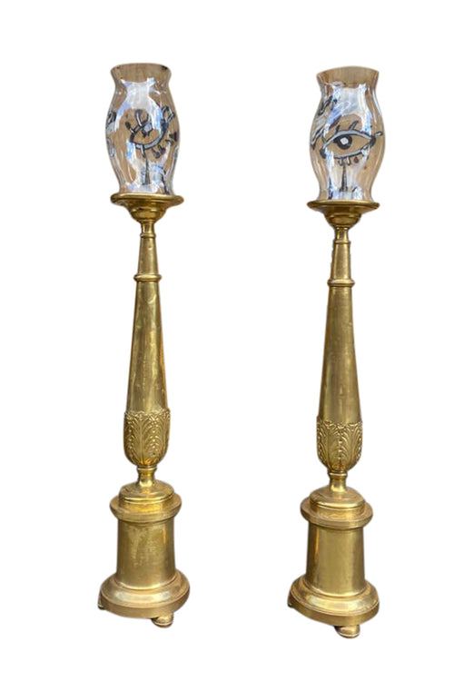 Antique Tall Brass Altar Candlestick Holders - aptiques by Authentic PreOwned
